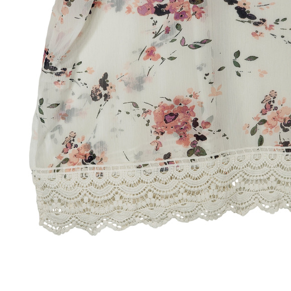 Mason Belle Kimono Tunic Top XXL Womens Open Gauzy Lace Cream Pink Cottage Fairy - Picture 15 of 16